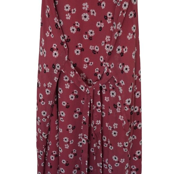 Madewell Maxi‎ Dress Tie Waist Slit Flowy Floral Daisy Sleeveless Pink Mauve XXS - Picture 12 of 14